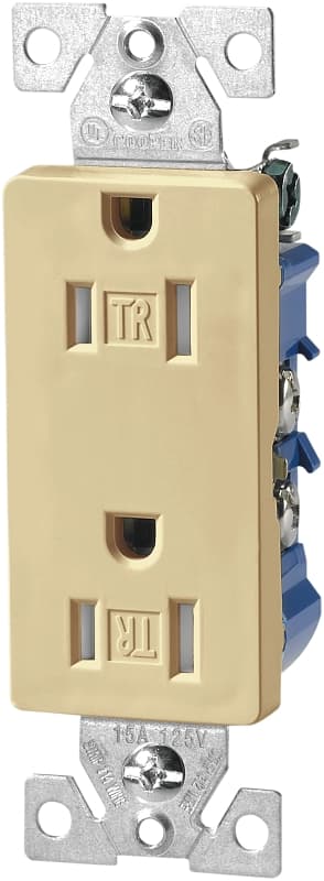 Eaton Wiring Devices TR1107V Duplex Receptacle, 2 -Pole, 15 A, 125 V, Push-in, Side Wiring, NEMA: 5-15R, Ivory – image 2
