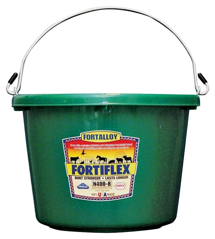 Fortex-Fortiflex N4008GR Utility Pail, 8 qt Volume, Fortalloy Rubber Polymer, Green – image 1