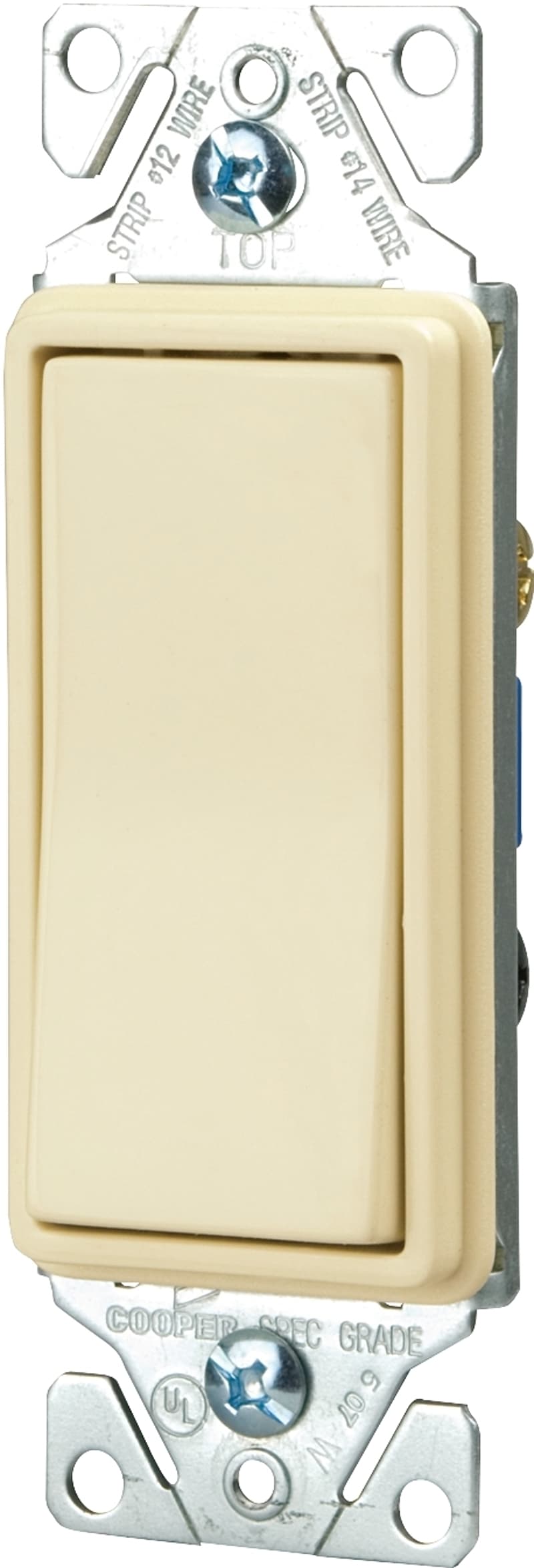 Eaton Wiring Devices 7500 7501V-C Rocker Switch, 15 A, 120/277 V, SPST, Lead Wire Terminal, Ivory – image 1