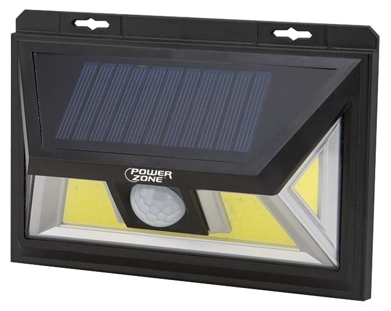 PowerZone 12452 Solar Powered Motion Sensor Wall Light, Lithium Battery, 1-Lamp, COB LED Lamp, ABS/PS Fixture, Black – image 1