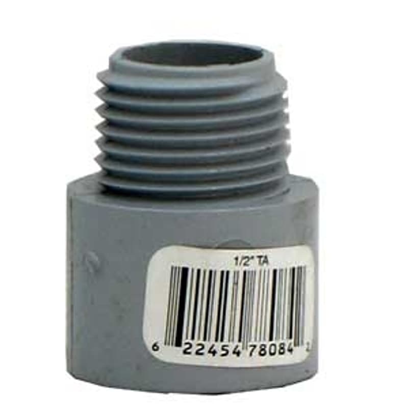 IPEX MTA-100 Terminal Adapter, 1 in Male, 1.8 in L, PVC, Gray – image 1