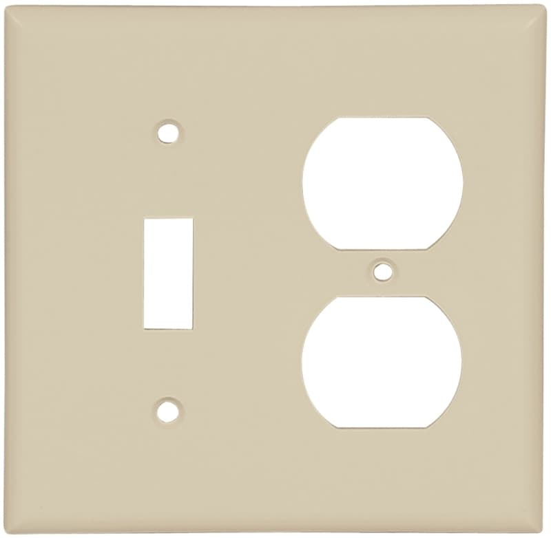 Eaton Wiring Devices 2138V-BOX Combination Wallplate, 4-1/2 in L, 4-9/16 in W, 2 -Gang, Thermoset, Ivory – image 2