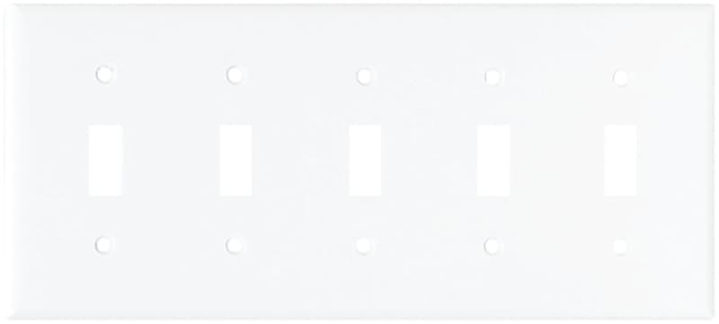 Arrow Hart 2155W-BOX Wallplate, 4-1/2 in L, 10 in W, 5-Gang, Thermoset, White – image 2
