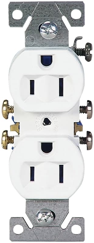 Eaton Wiring Devices 270W Duplex Receptacle, 15 A, 2-Pole, 5-15R, White – image 1