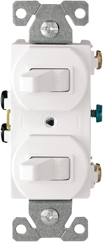 Eaton Wiring Devices 271W-BOX Combination Toggle Switch, 15 A, 120/277 V, SPDT, Screw Terminal, White – image 2