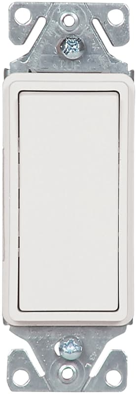 Eaton Wiring Devices 7500 7501W-C Rocker Switch, 15 A, 120/277 V, SPST, Lead Wire Terminal, White – image 1