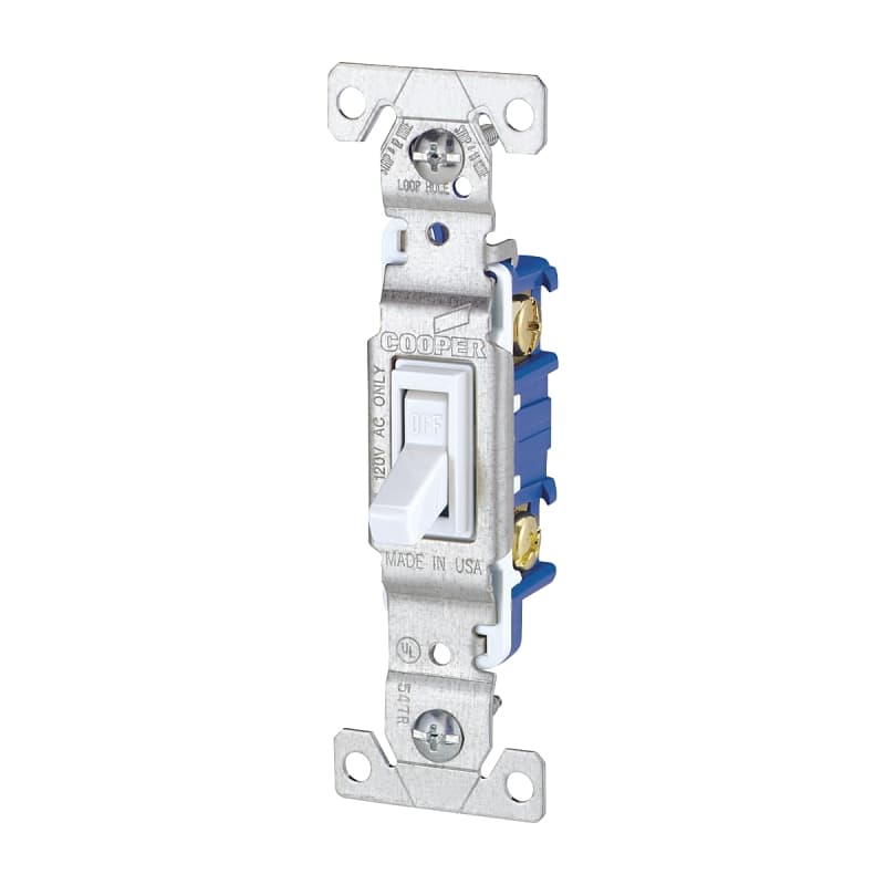 Eaton Wiring Devices 1301W Non-Grounded Toggle Switch, 15 A, 120 V, Polycarbonate Housing Material, White – image 1