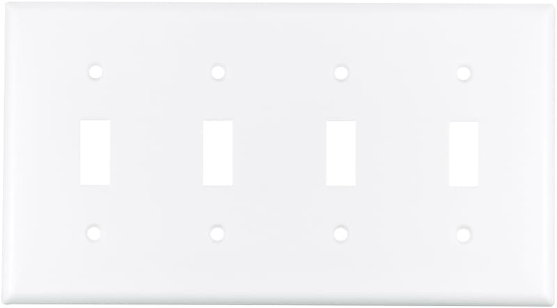 Eaton Wiring Devices 2154W-BOX Wallplate, 4-1/2 in L, 8.19 in W, 4 -Gang, Thermoset, White, High-Gloss – image 2