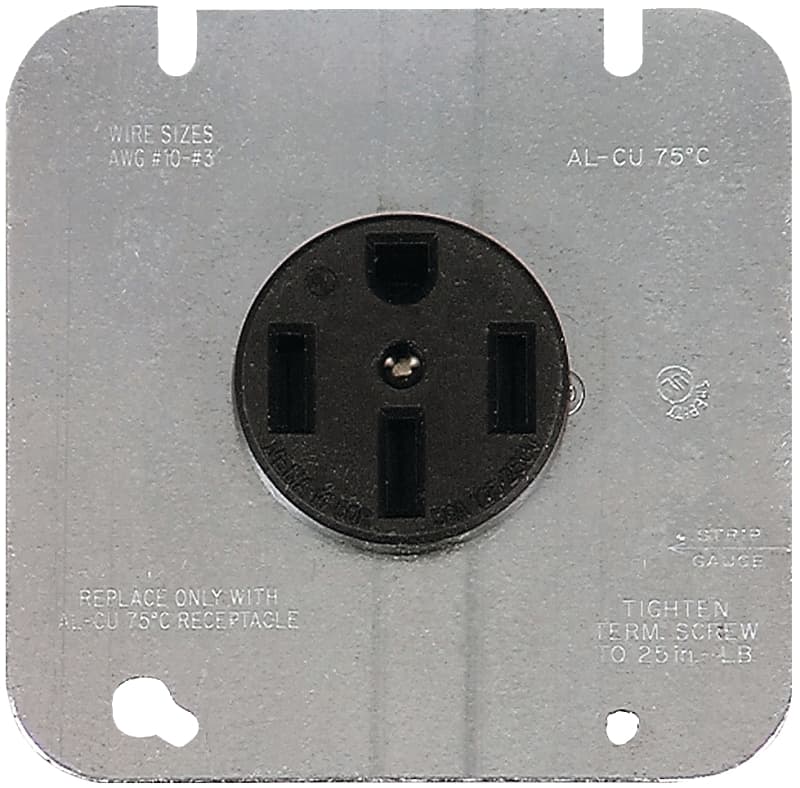 Arrow Hart AH1168W-C-BX-L Power Receptacle, 3-Pole, 125/250 V, 50 A, Back Wiring, NEMA: NEMA 14-50R, White – image 1
