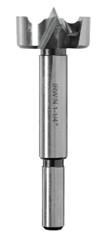 Irwin 1966932 Forstner Bit, 1-1/4 in Dia, 3-1/2 in OAL, 3/8 in Dia Shank, Reduced Shank – image 1
