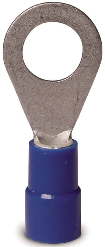Gardner Bender 20-104 Ring Terminal, 600 V, 16 to 14 AWG Wire, #8 to 10 Stud, Vinyl Insulation, Copper Contact, Blue – image 1