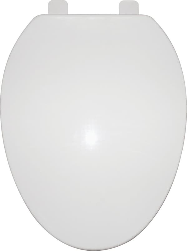 ProSource Q-019-WH Toilet Seat, Elongated, Polypropylene, White, Plastic Hinge – image 1
