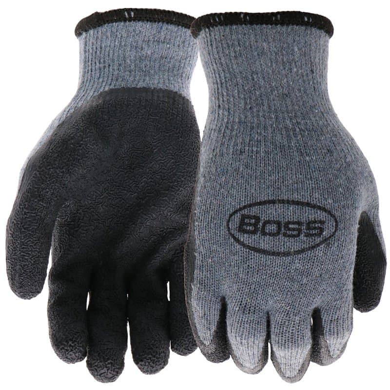 Boss Grip Series B32041-M Coated Gloves, M, Slip-On Cuff, Latex Coating, Polyester, Gray – image 1
