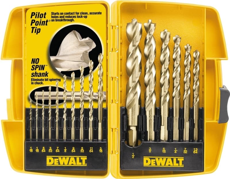 DEWALT DW1956 Drill Bit Set, High Performance, 16-Piece, Steel, Ferrous Oxide – image 1