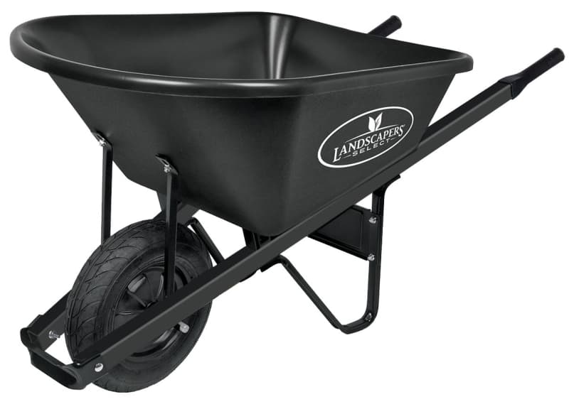Landscapers Select 34628 Wheelbarrow, 6 cu-ft Volume, Poly Tray, 1-Wheel, Pneumatic Wheel, 16 in Wheel – image 1