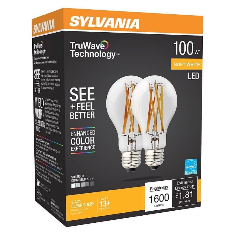 Sylvania 40754 Natural LED Bulb, General Purpose, A21 Lamp, 100 W Equivalent, E26 Lamp Base, Dimmable, Clear – image 1