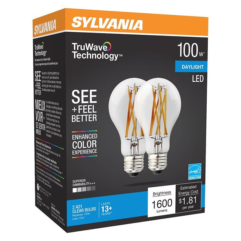 Sylvania 49828 Natural LED Bulb, General Purpose, A21 Lamp, 100 W Equivalent, E26 Lamp Base, Dimmable, Clear – image 1
