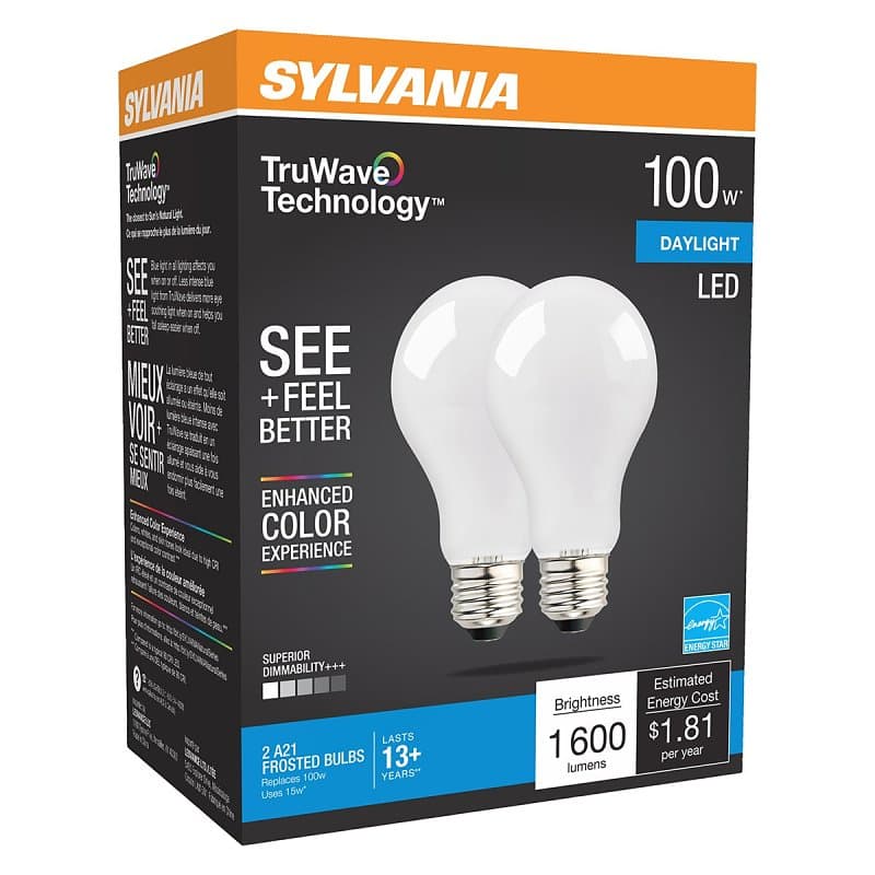 Sylvania 40753 Natural LED Bulb, General Purpose, A21 Lamp, 100 W Equivalent, E26 Lamp Base, Dimmable, Frosted – image 1
