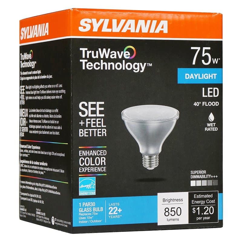 Sylvania 40917 Natural LED Bulb, Spotlight, PAR30 Lamp, E26 Lamp Base, Dimmable, Clear, Daylight Light – image 1