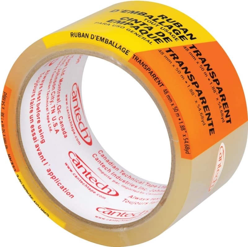 Cantech 34300 Packaging Tape, 50 m L, 48 mm W, Clear – image 1
