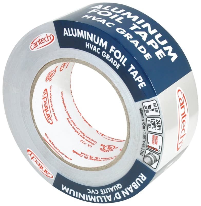 Cantech 391-45 Foil Tape, 45 m L, 48 mm W, Aluminum Backing, Silver – image 1