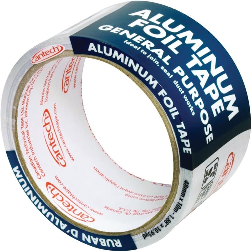 Cantech 39010 Foil Tape, 10 m L, 48 mm W, Aluminum Backing, Silver – image 1
