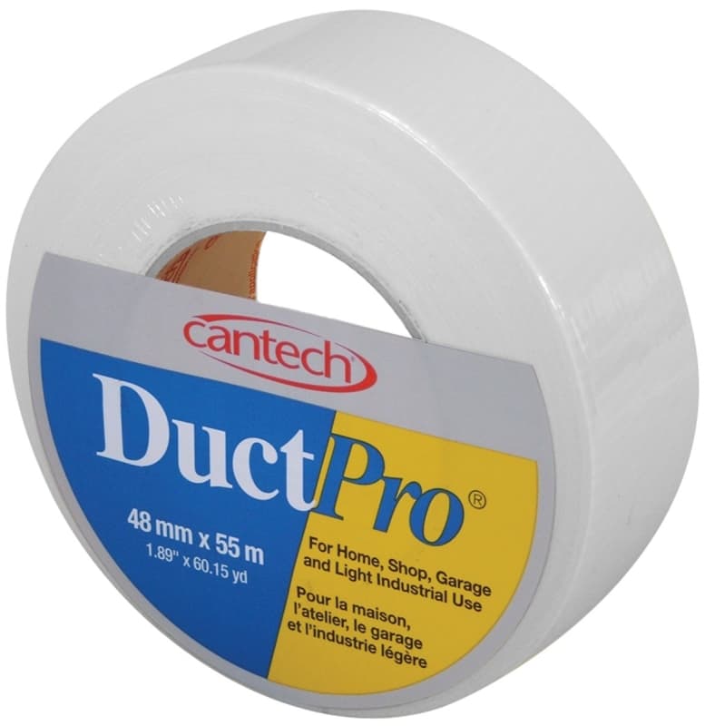 Cantech DUCTPRO 39710 Duct Tape, 55 m L, 48 mm W, Polyethylene Backing, White – image 1
