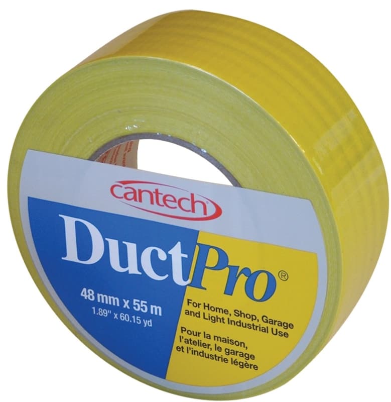 Cantech DUCTPRO 39705 Duct Tape, 55 m L, 48 mm W, Polyethylene Backing, Yellow – image 1