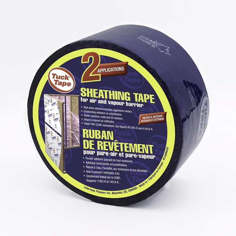 Cantech 219-08 Contractors Sheathing Tape, 55 m L, 60 mm W, Polypropylene Backing, Blue – image 1