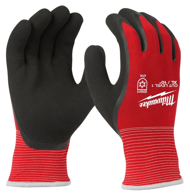 Milwaukee 48-22-8913 Dipped, Insulated Gloves, Unisex, XL, 11.4 in L, Knit Cuff, Nylon, Red/Black – image 1