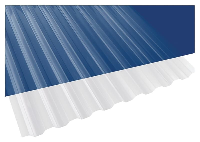 Suntuf 101697 Corrugated Panel, 8 ft L, 26 in W, Greca 76 Profile, 0.032 in Thick Material, Polycarbonate, Clear – image 1