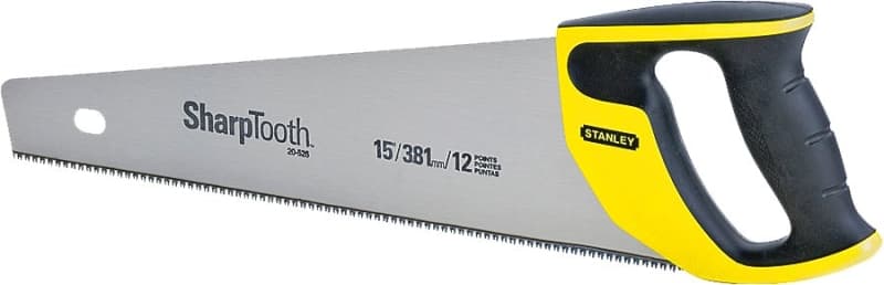 STANLEY 20-526 Handsaw, 15 in L Blade, 11 TPI, Ergonomic Handle, Plastic/Rubber Handle – image 1