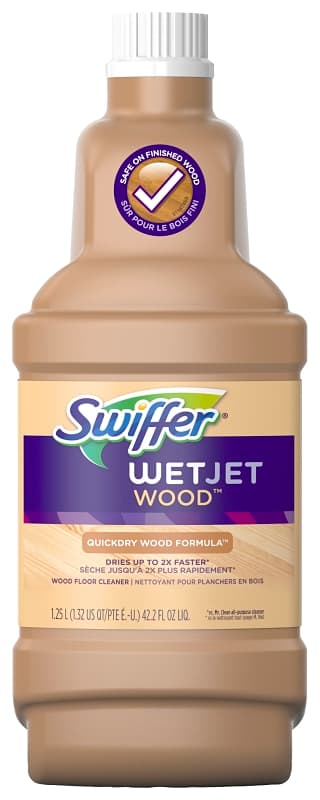 Swiffer WetJet 77133 Wood Floor Cleaner Solution Refill, 1.25 L Bottle, Liquid, Fresh, Clear – image 1