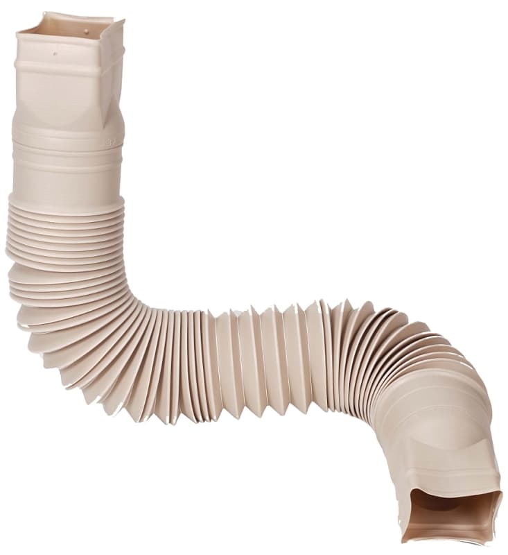 Amerimax Flex-A-Spout Series 85014 Downspout Extension, 22 to 55 in L Extended, Vinyl, Tan – image 1