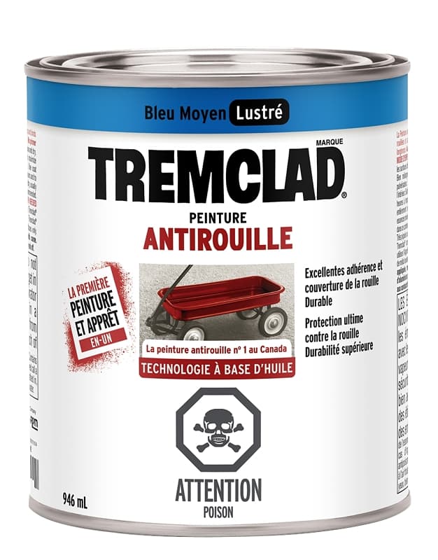 Tremclad 254905 Rust Preventative Paint, Oil, Gloss, Blue, 946 mL, Can, 66 to 110 sq-ft Coverage Area – image 1