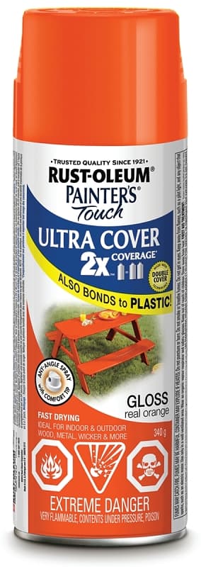 Rust-Oleum 253714 Spray Paint, Gloss, Real Orange, 340 g, Can – image 1