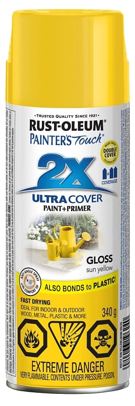 Rust-Oleum 253712 Spray Paint, Gloss, Sun Yellow, 340 g, Can – image 1