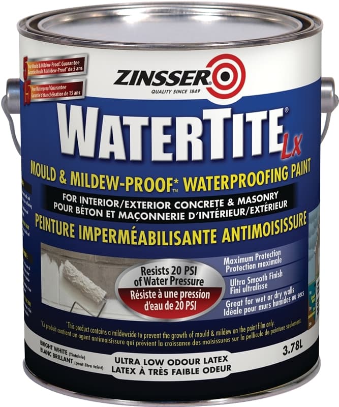 Zinsser 265652 Waterproofing Paint, Liquid, White, 3.78 L – image 1