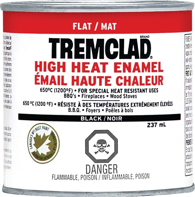 RUST-OLEUM TREMCLAD 29300125 Enamel Paint, Flat, Black, 237 mL Can – image 1