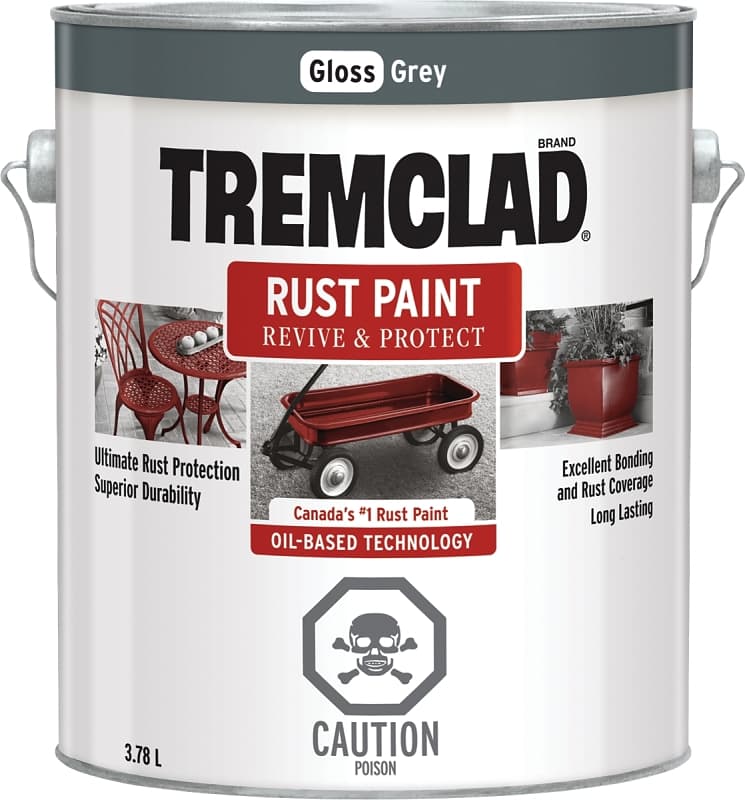 Tremclad 27028X155 Rust Preventative Paint, Oil, Gloss, Gray, 3.78 L, Can – image 1