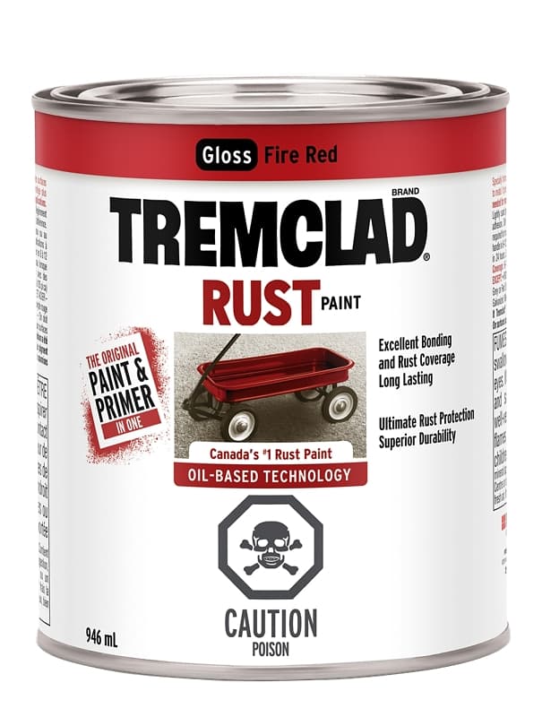 Tremclad 254915 Rust Preventative Paint, Oil, Gloss, Fire Red, 946 mL, Can, 66 to 110 sq-ft Coverage Area – image 1