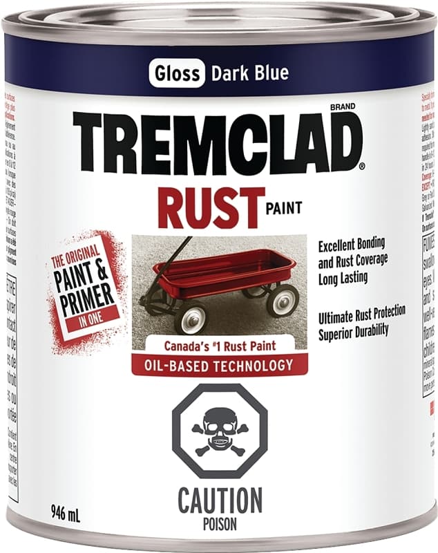 Tremclad 254916 Rust Preventative Paint, Oil, Gloss, Dark Blue, 946 mL, Can, 66 to 110 sq-ft Coverage Area – image 1