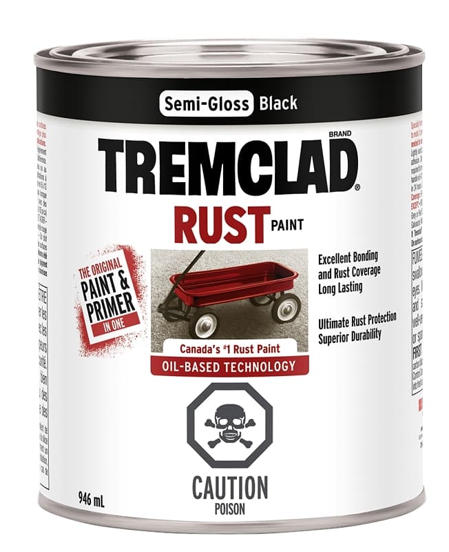 Tremclad 254940 Rust Preventative Paint, Oil, Semi-Gloss, Black, 946 mL, Can – image 1