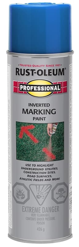 Rust-Oleum 242674 Inverted Marking Spray Paint, Matte, Caution Blue, 426 g, Can – image 1