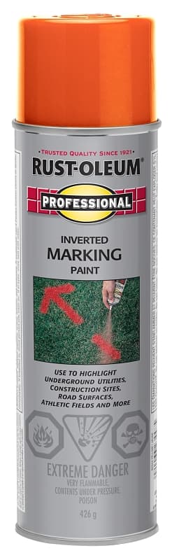 Rust-Oleum N2358838 Inverted Marking Spray Paint, Matte, Orange/Red, 426 g, Can – image 1