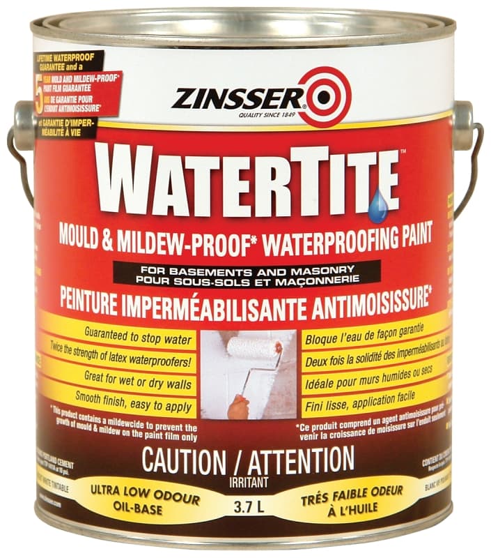 Zinsser Z05011 Waterproofing Paint, Liquid, White, 3.7 L – image 1