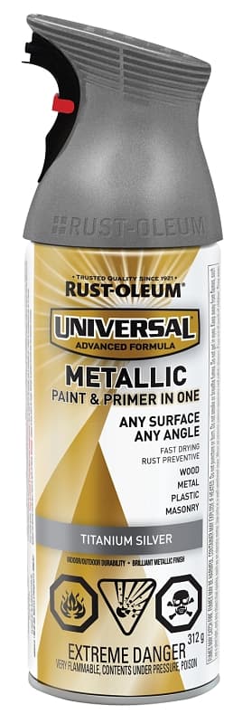 Rust-Oleum 246446 Hammered Spray Paint, Metallic, Titanium Silver, 312 g, Can – image 1