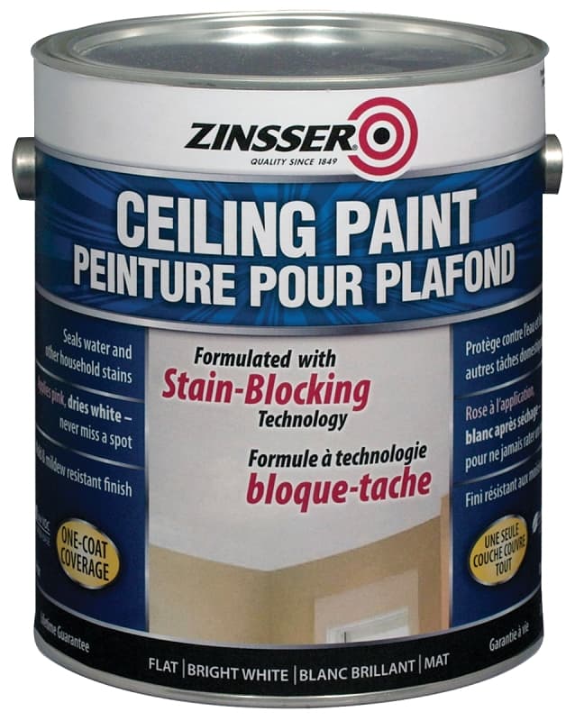 Zinsser 254065 Ceiling Paint, Flat, White, 3.78 L, Water – image 1