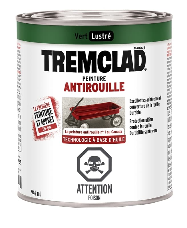 Tremclad 254909 Rust Preventative Paint, Oil, Gloss, Green, 946 mL, Can, 66 to 110 sq-ft Coverage Area – image 1