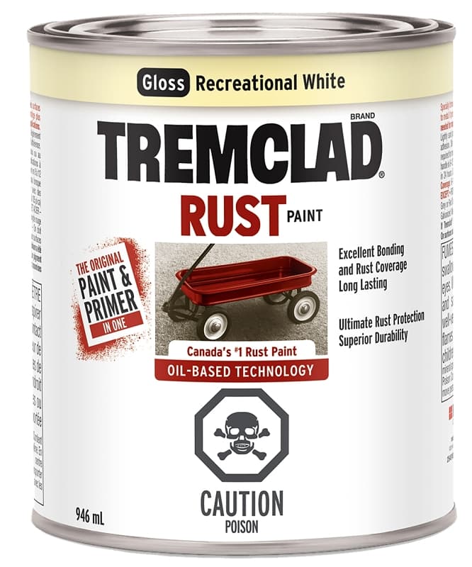 Tremclad 254910 Rust Preventative Paint, Oil, Gloss, Recreational White, 946 mL, Can, 66 to 110 sq-ft Coverage Area – image 1